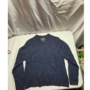 Abercrombie & Fitch Men XXL Navy Blue Lambswool Blend V-Neck Ribbed Sweater 1892